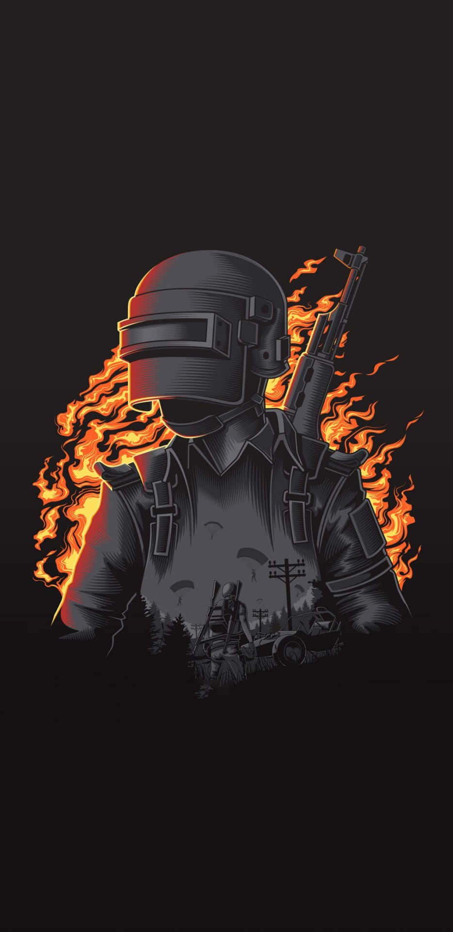 Pixel 3xl Playerunknown's Battlegrounds Background Firey Man Painting