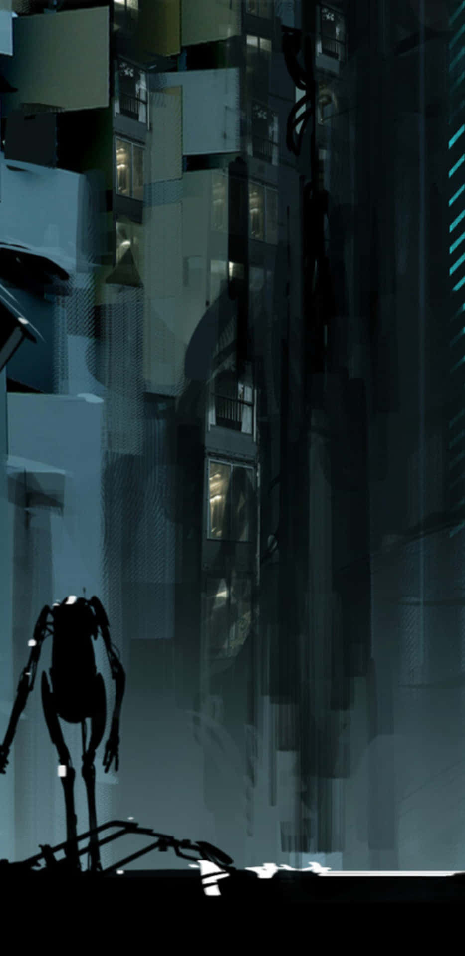 Silhouetterobotica Sullo Sfondo Di Portal 2 Per Pixel 3xl.