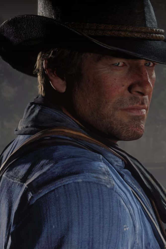 Pixel3xl Bakgrundsbild Red Dead Redemption 2 Arthur Morgan I Blå Skjorta.