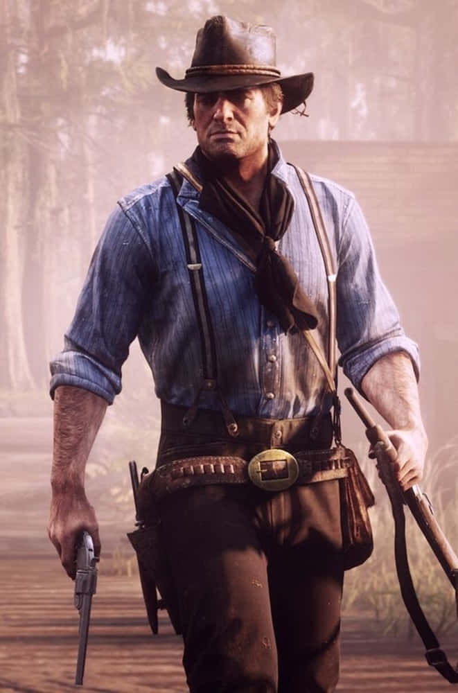 Pixel 3xl Red Dead Redemption 2 Background Arthur Morgan Carrying His Guns Background
