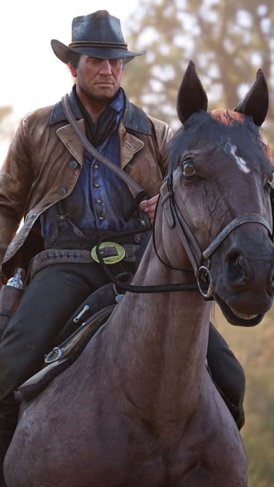 Pixel 3xl Red Dead Redemption 2 Background Arthur Morgan Riding A Horse Background