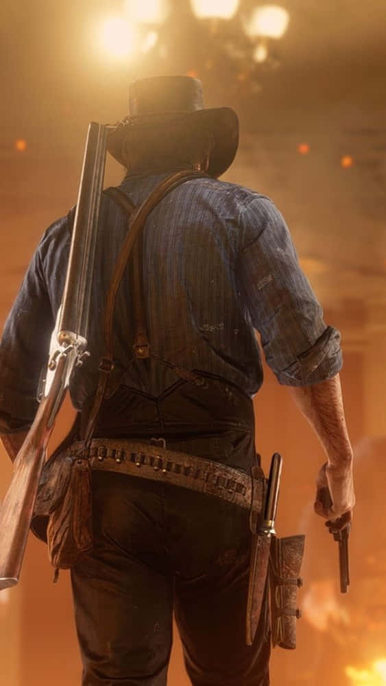 Pixel 3xl Red Dead Redemption 2 Background Cowboy Facing The Fire Background