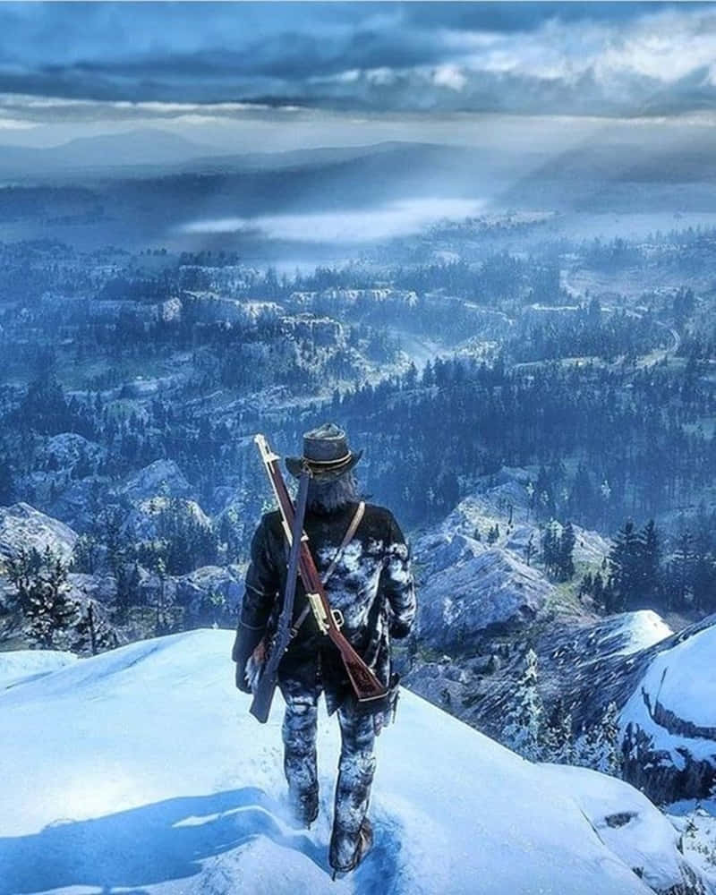 Pixel 3xl Red Dead Redemption 2 Background Snowy Mountain View Background
