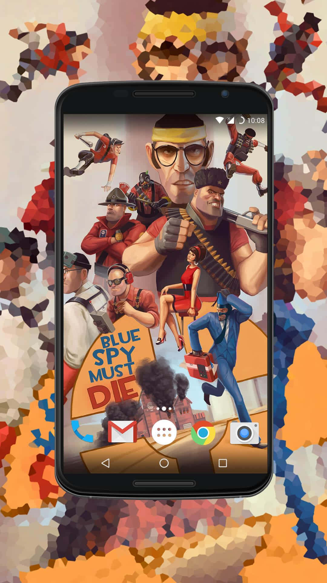 Pixel 3XL Display with Team Fortress 2 Game Background
