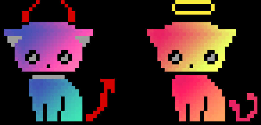Pixel Angeland Devil Cats PNG