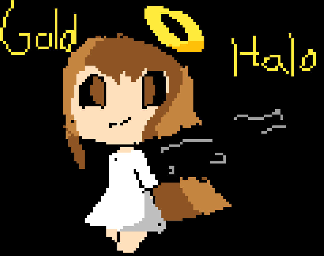 Pixel Art Angelwith Golden Halo PNG