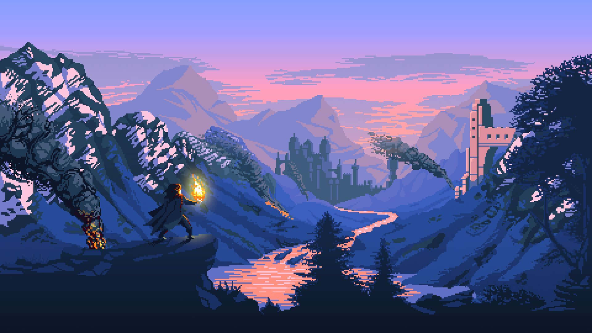 Colorful pixel art background