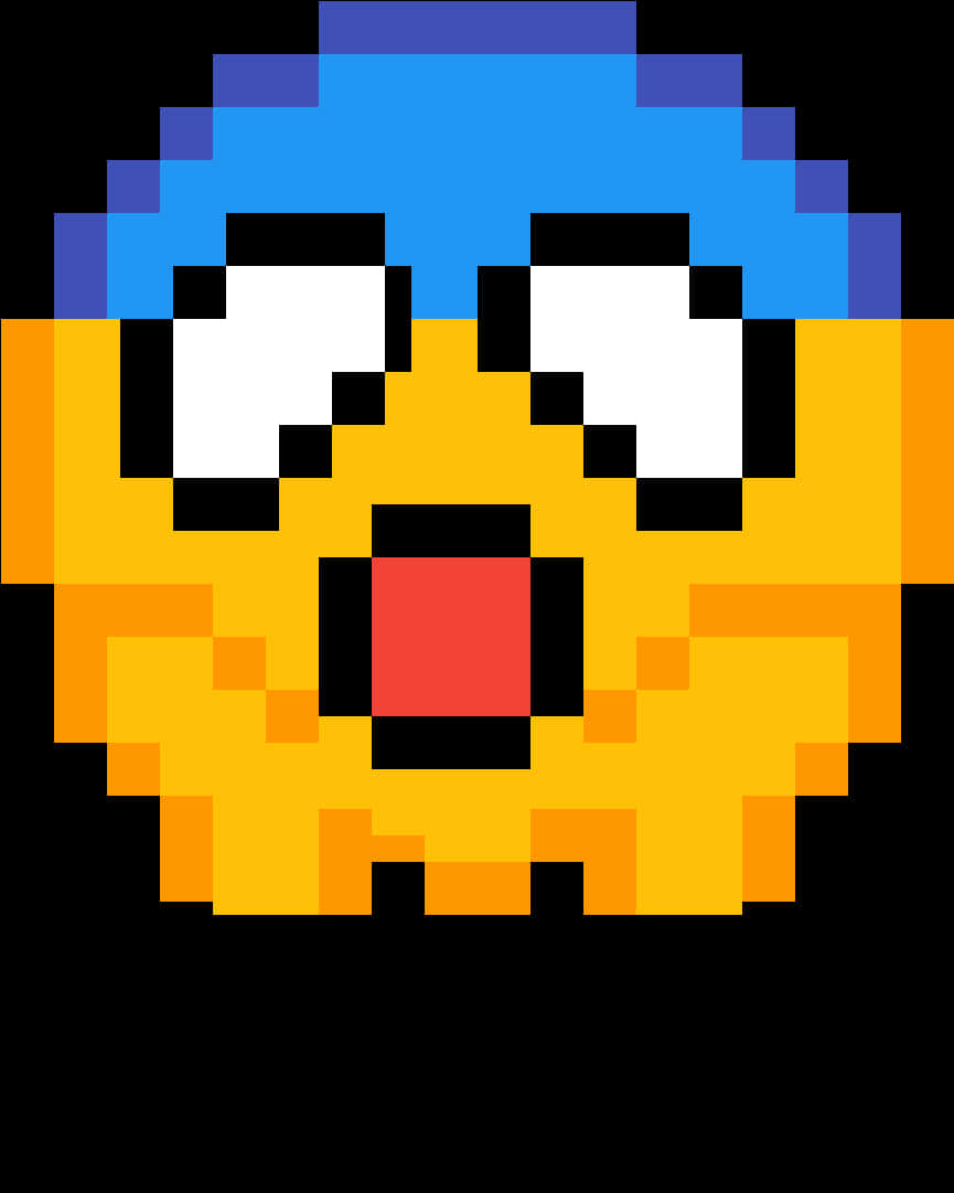 Pixel Art Blue Haired Emoji PNG