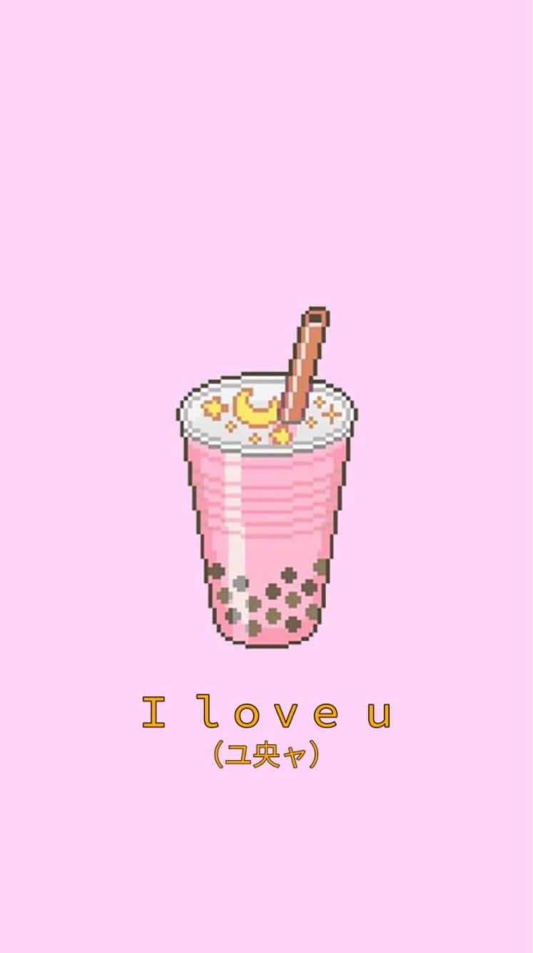 Pixel Art Bubble Tea Love Wallpaper