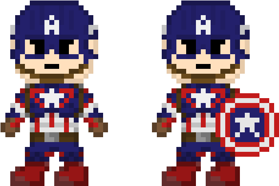 Pixel Art Captain America PNG