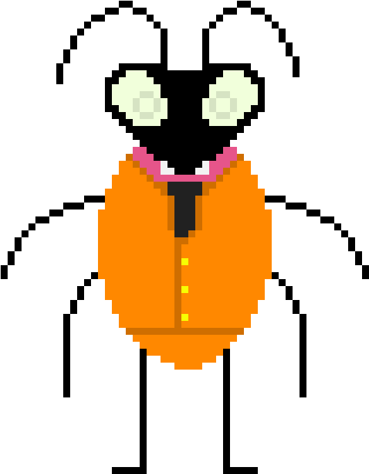 Pixel Art Cockroach Character PNG