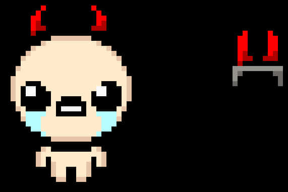 Pixel Art Crying Character With Devil Horns PNG