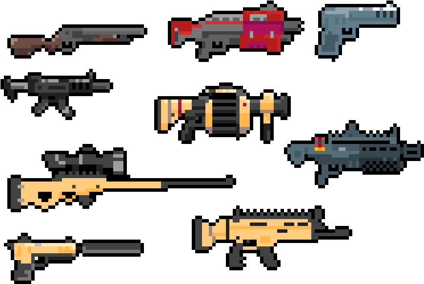 Pixel Art Firearms Collection PNG
