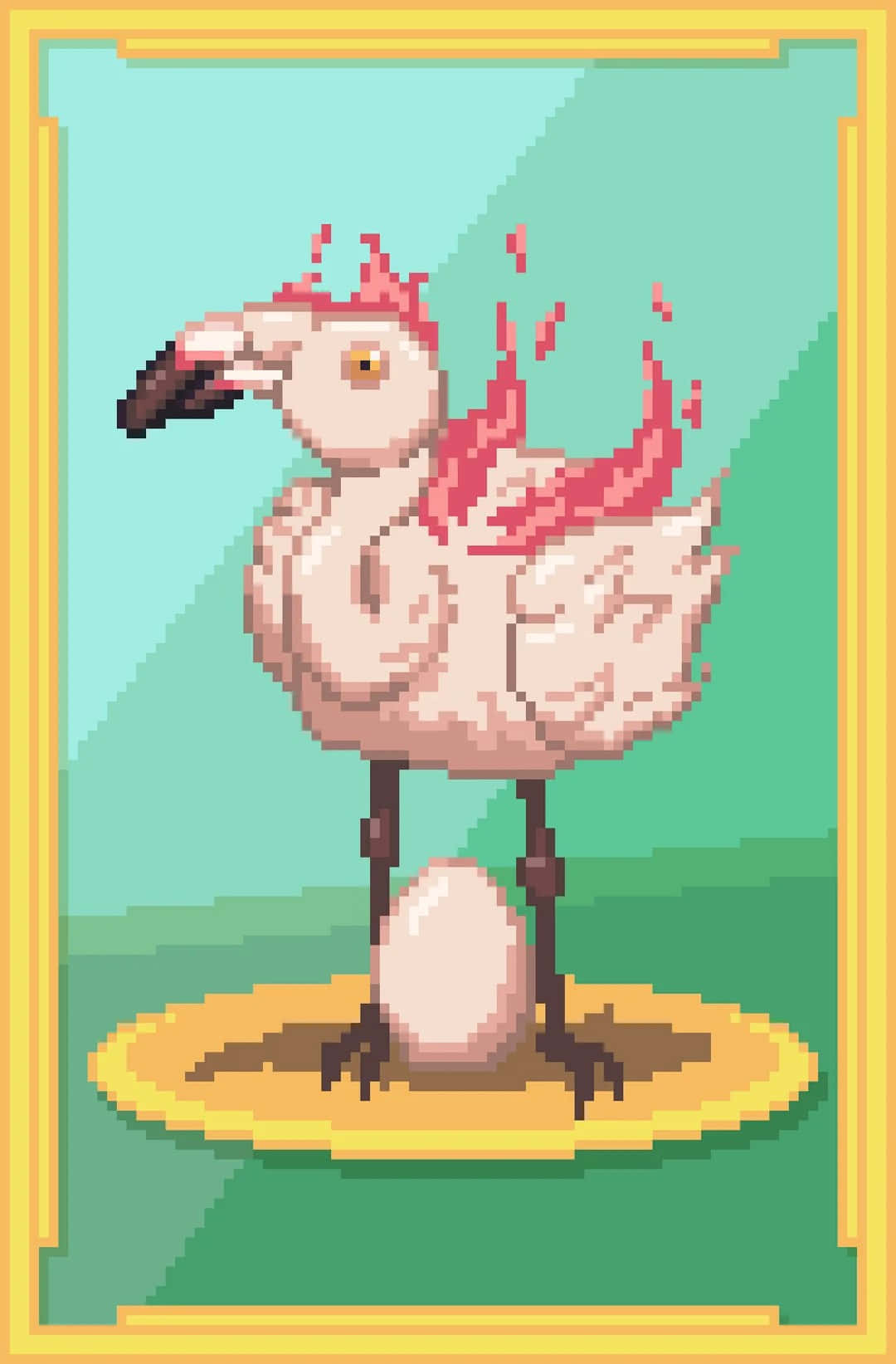 Pixel Art Flamingo Egg Hatching Wallpaper