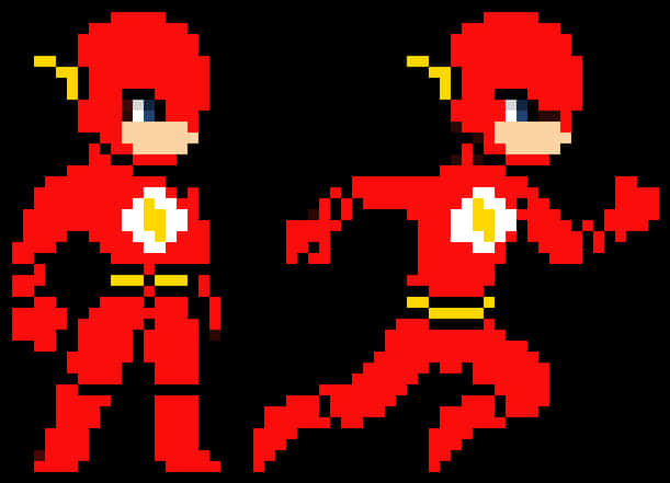 Pixel Art Flash Standingand Running PNG