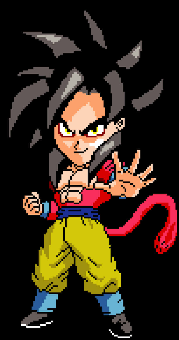 Pixel Art Goku Pose PNG