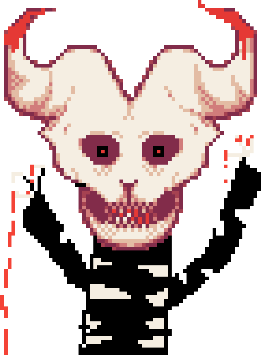 Pixel Art Horned Skull Demon PNG
