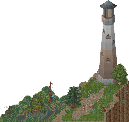 Pixel Art Lighthouse Cliffside PNG