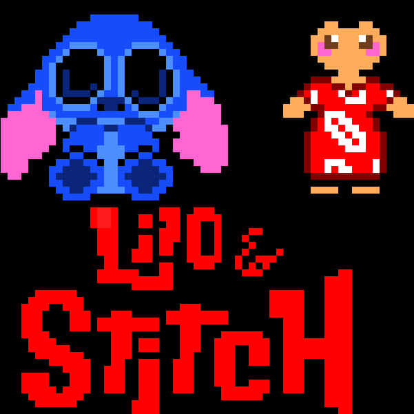 Pixel Art Liloand Stitch PNG