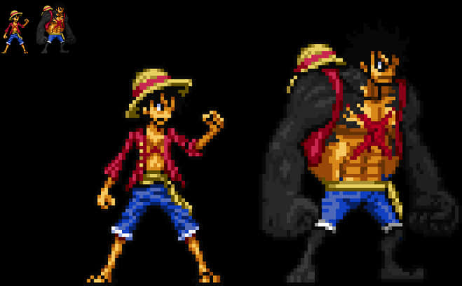 Pixel Art Luffyand Gear Fourth Transformation PNG