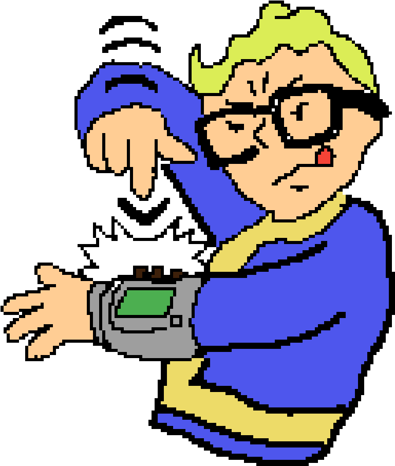 Pixel Art Man With Gadget PNG