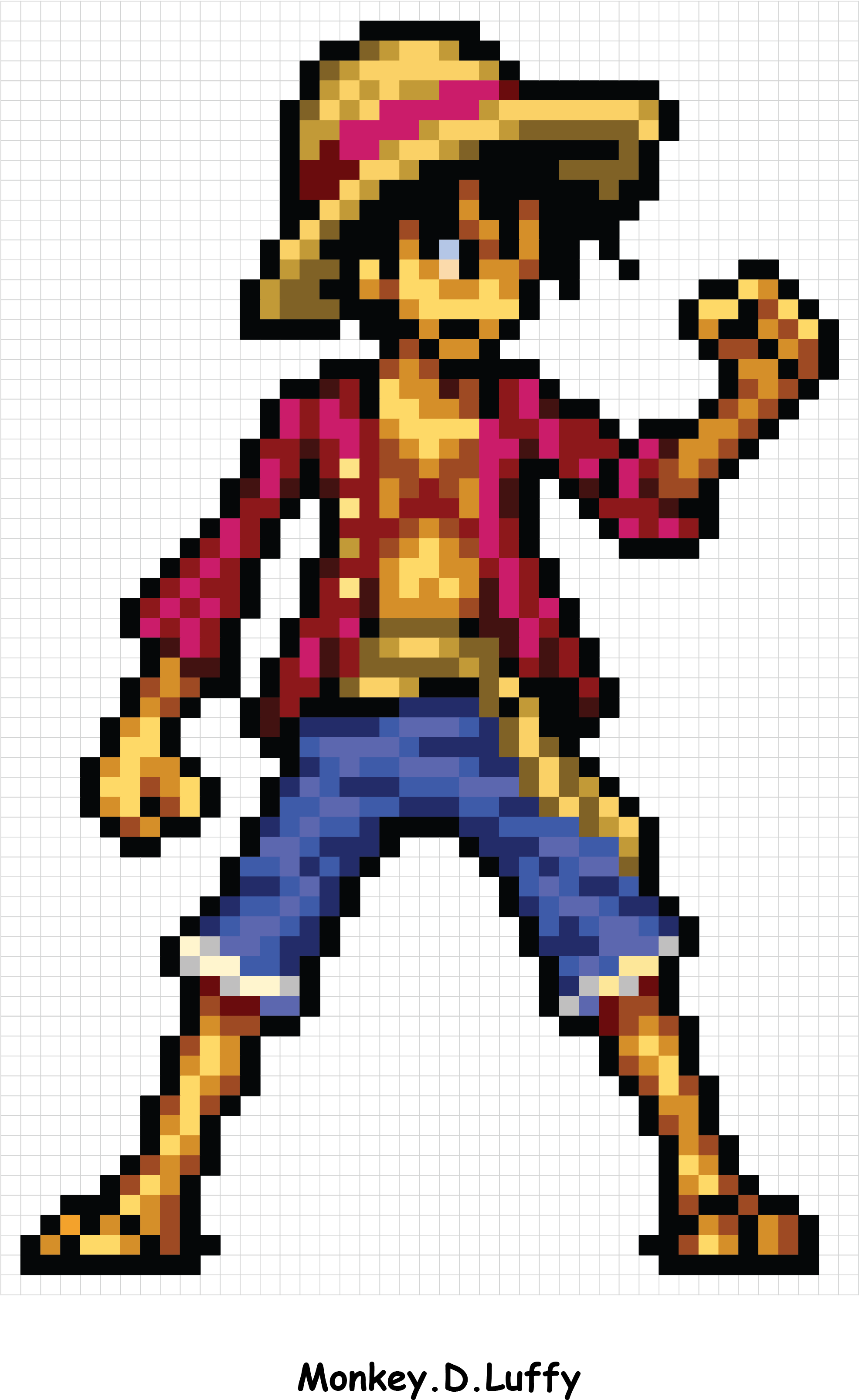 Pixel Art Monkey D Luffy One Piece PNG