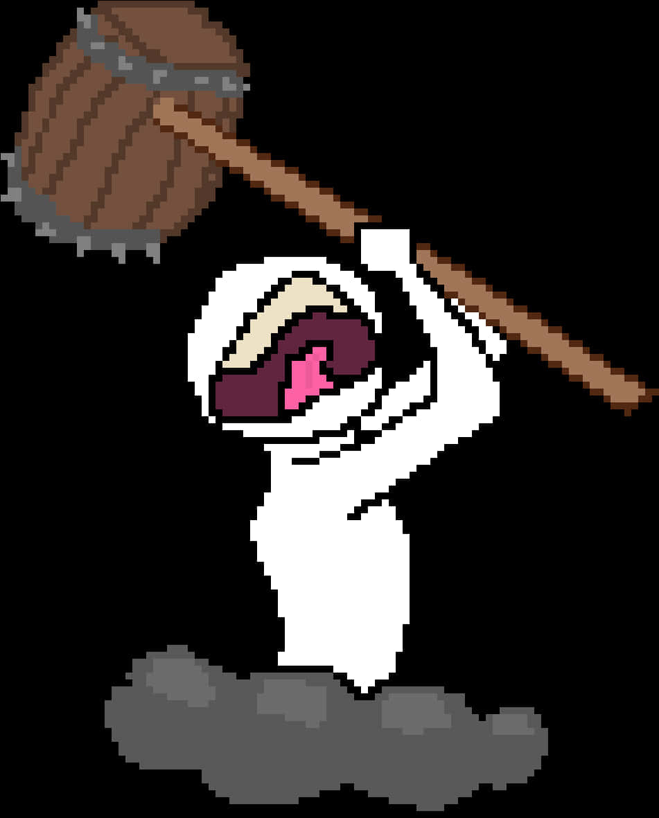 Pixel Art Mummy Swinging Hammer PNG