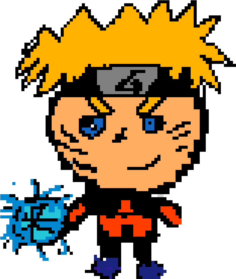 Pixel Art Ninja Character With Rasengan PNG