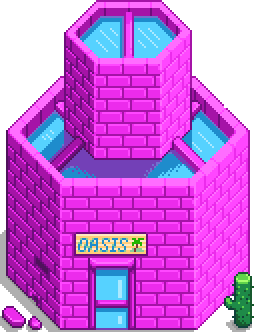 Pixel Art Oasis Building PNG