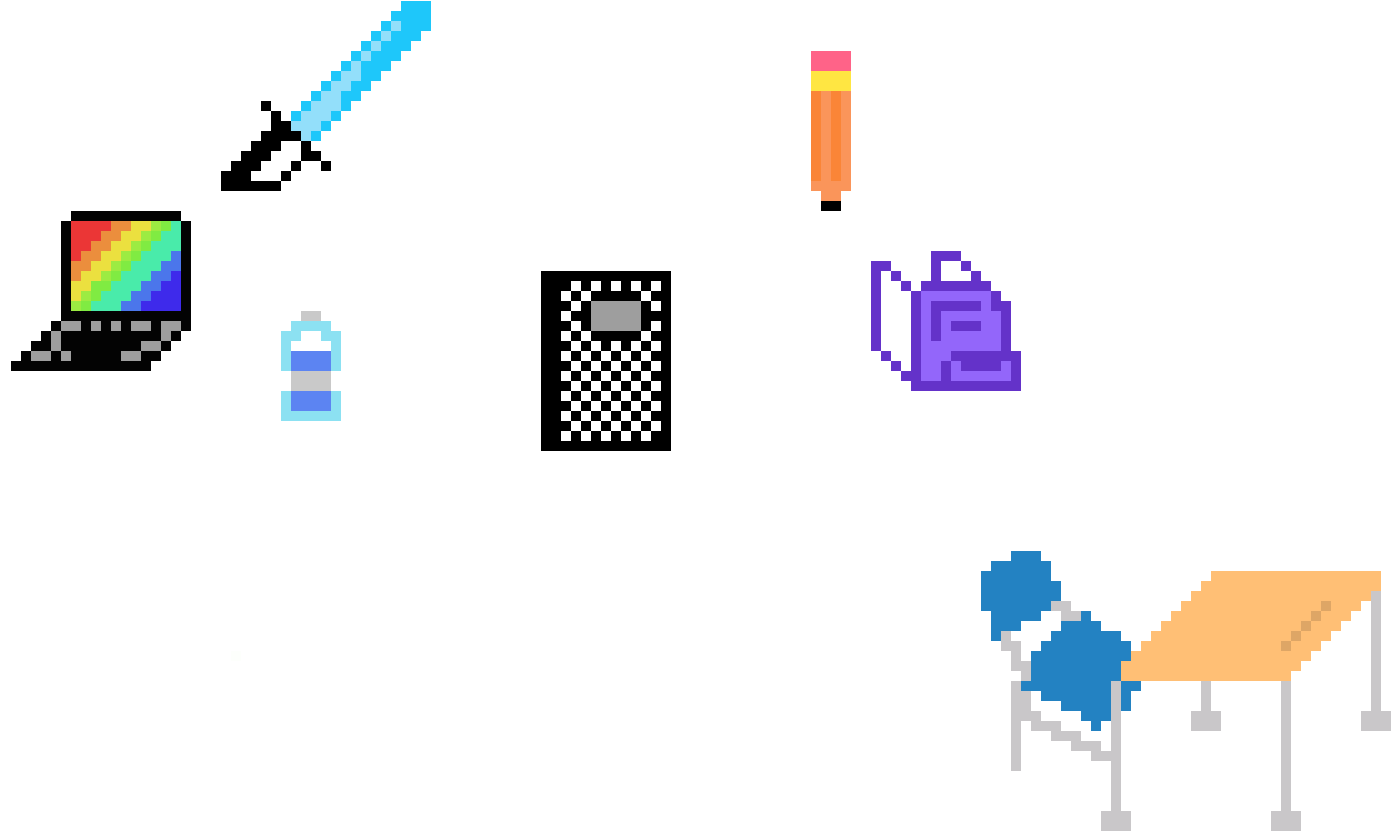 Pixel Art Office Items PNG