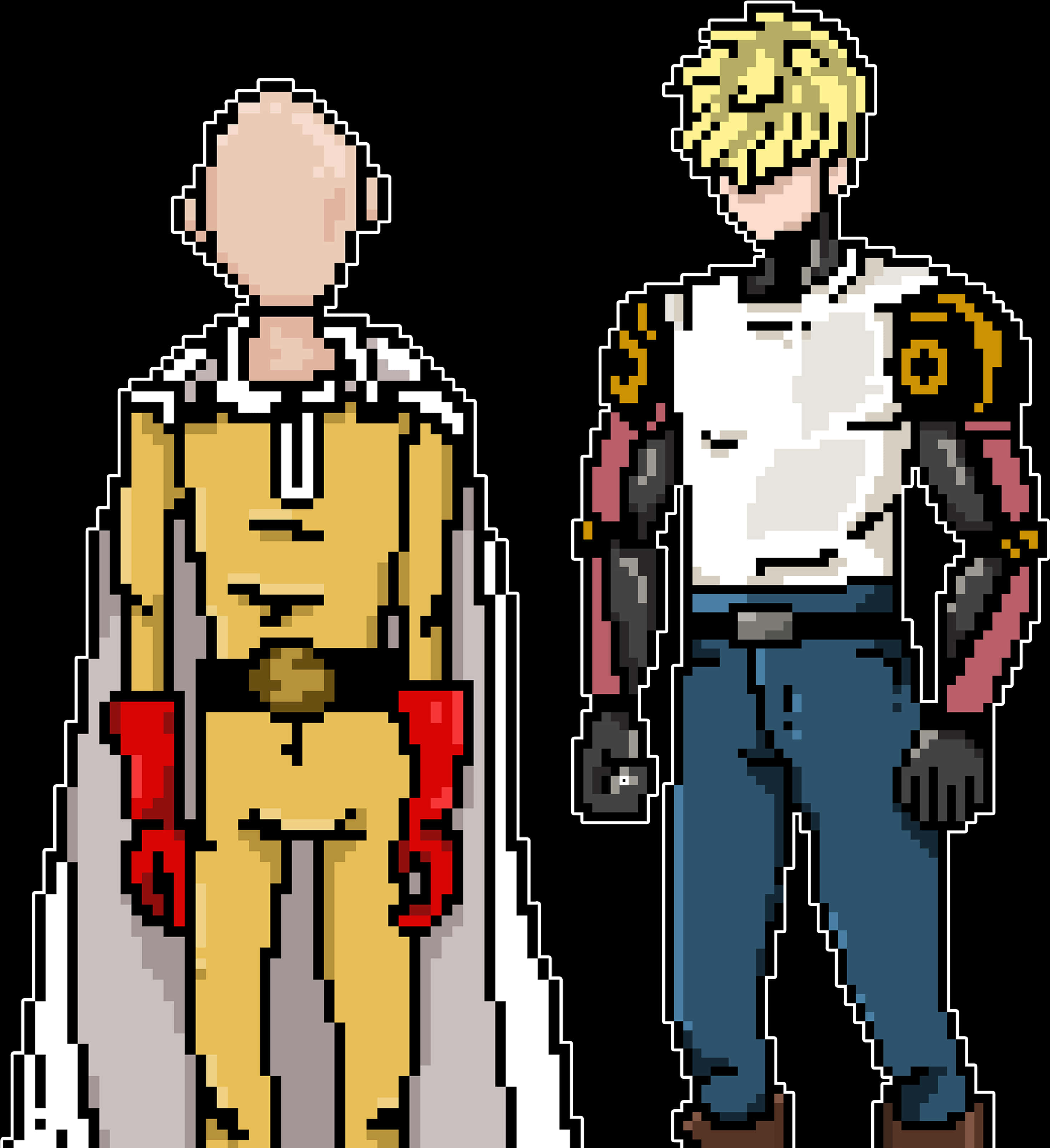 Pixel Art One Punch Manand Genos PNG