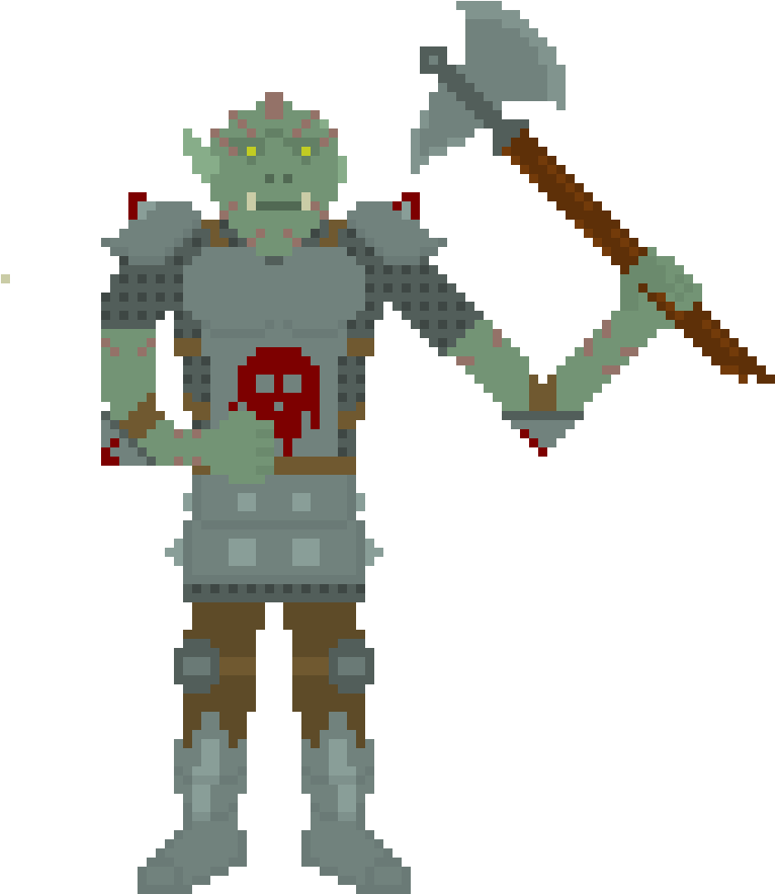 Pixel Art Orc Warrior PNG