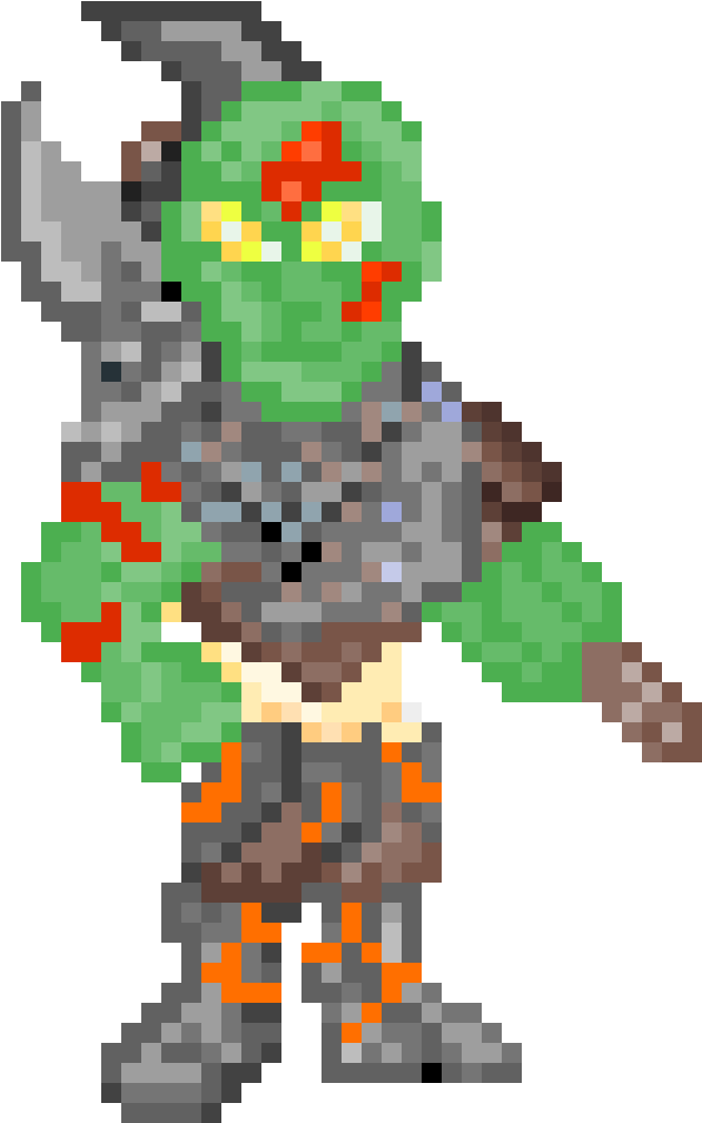 Pixel Art Orc Warrior PNG