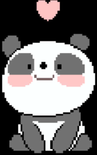 Pixel Art Pandawith Heart PNG