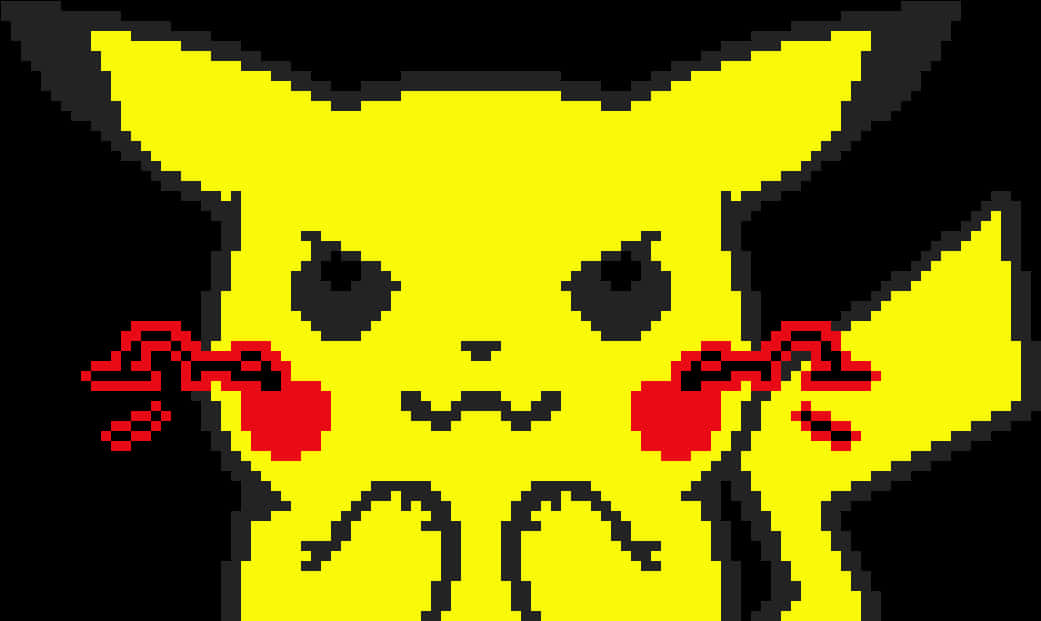 Pixel Art Pikachuwith Apple PNG