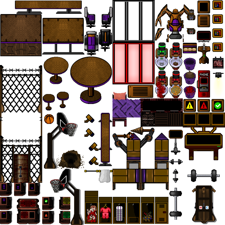 Pixel Art Prison Environment Assets PNG