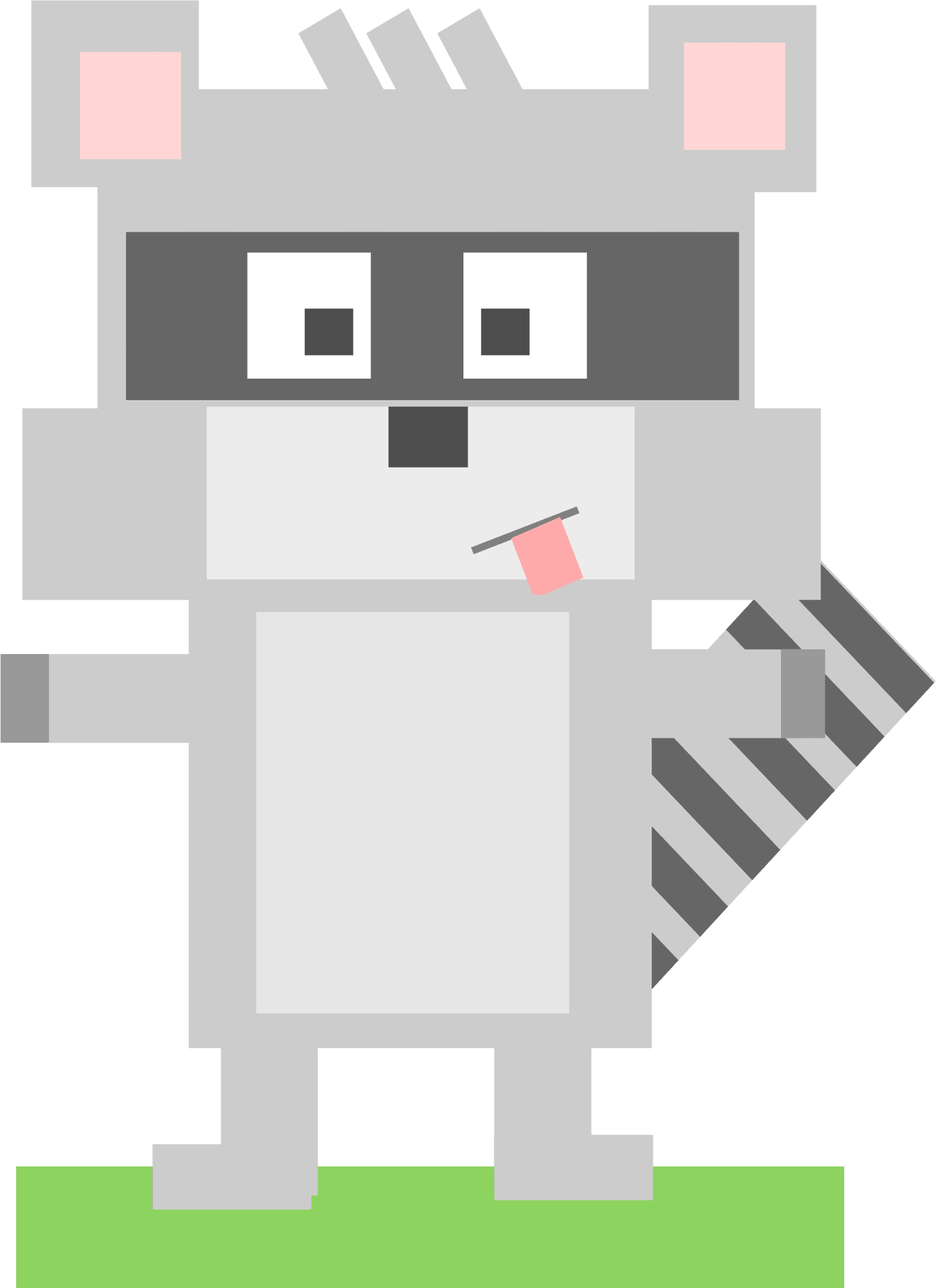 Pixel Art Raccoon With Tail PNG
