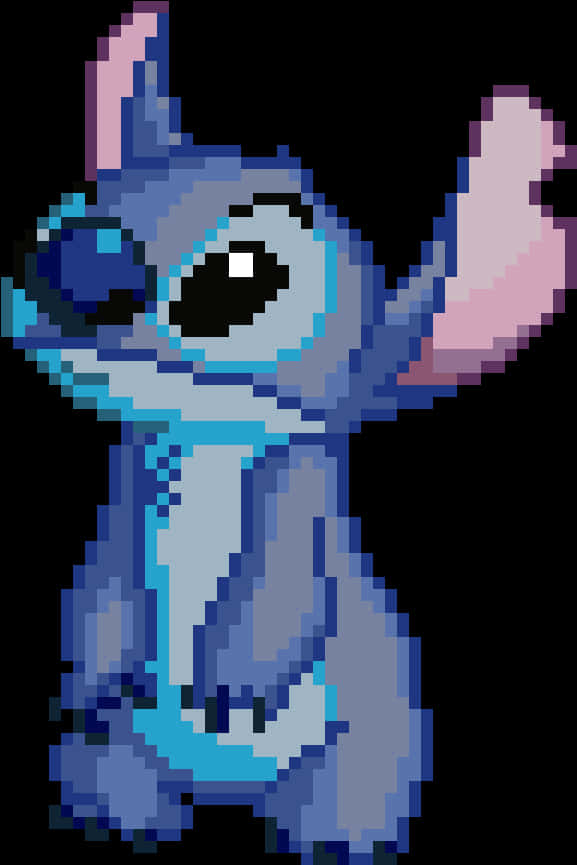 Pixel Art Stitch Character PNG