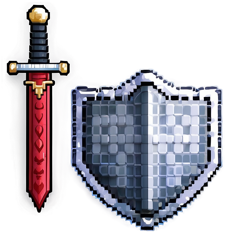 Pixel Art Sword And Shield Png 06112024 PNG