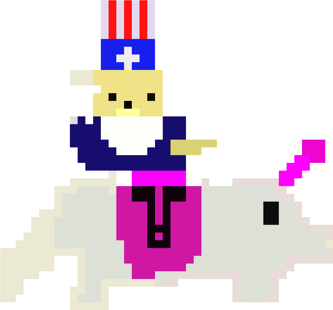 Pixel Art Uncle Sam Riding Animal PNG