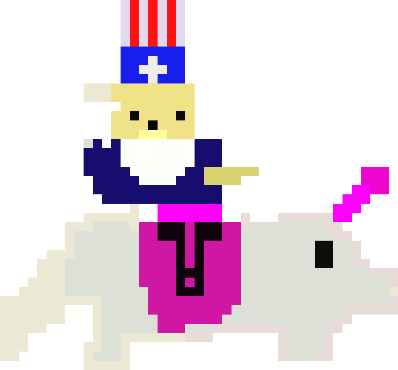 Pixel Art Uncle Sam Riding Unicorn PNG