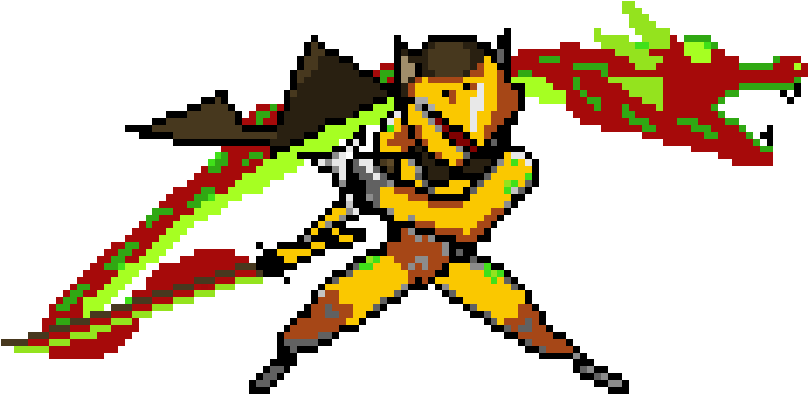 Pixel Art_ Warrior With Energy Sword PNG