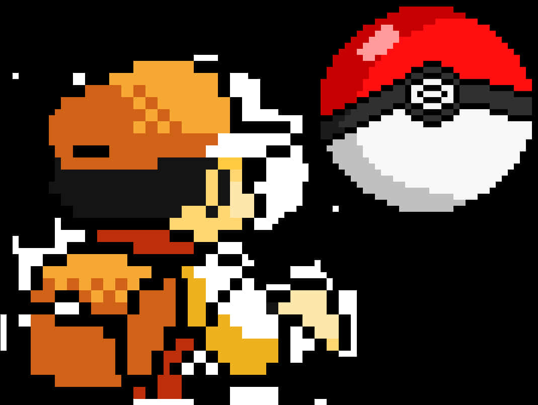 Pixel Ashand Pokeball PNG