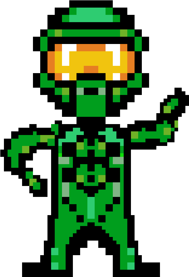 Pixel Astronaut Green Suit PNG