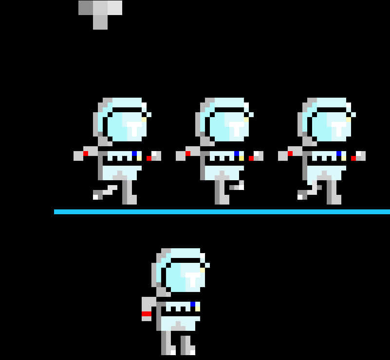 Pixel Astronautsin Spacewalk Formation PNG