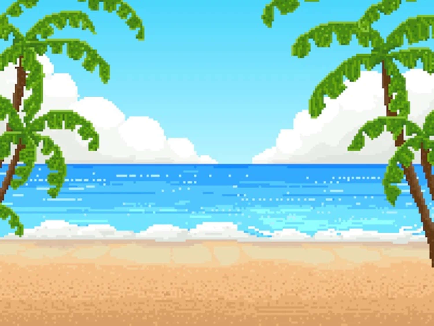 "Relaxing by the Pixel Beach" Wallpaper