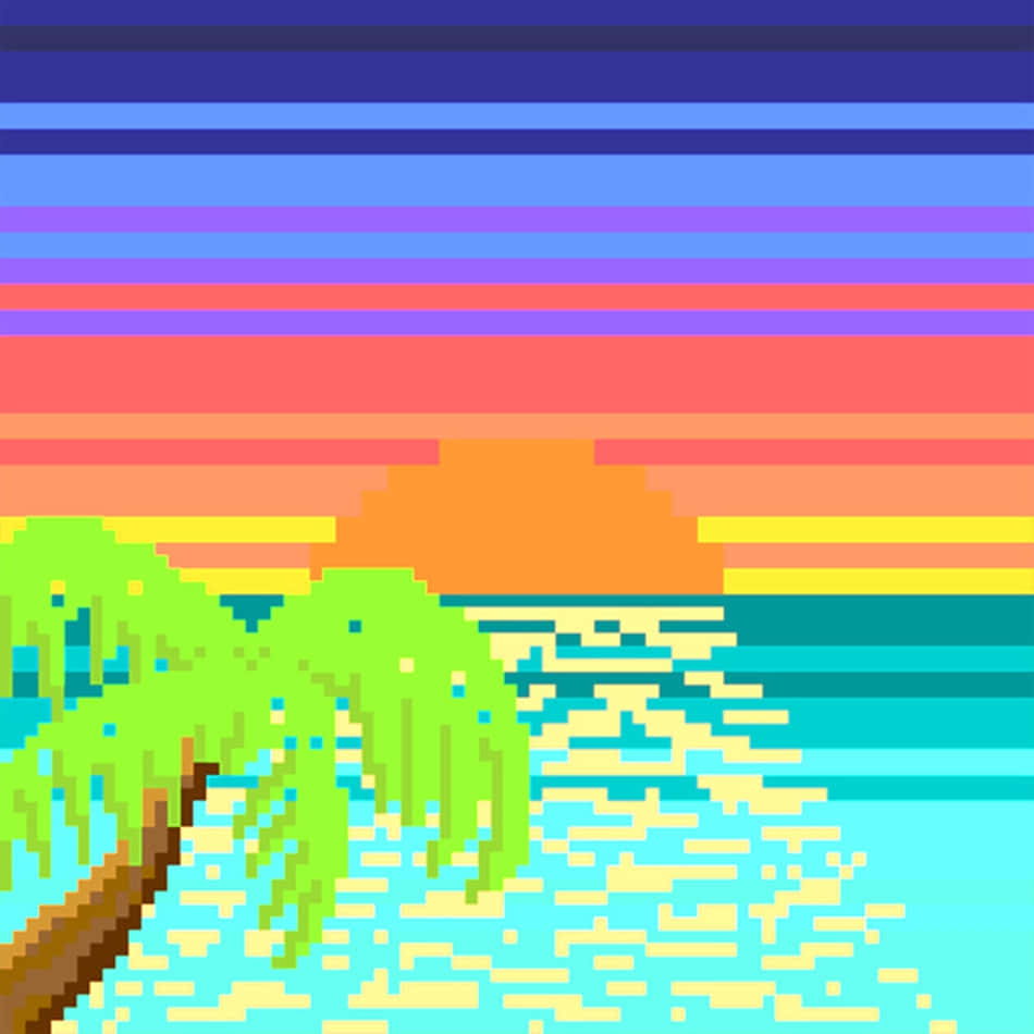“Enjoying the Peaceful Sunrise at Pixel Beach” Wallpaper