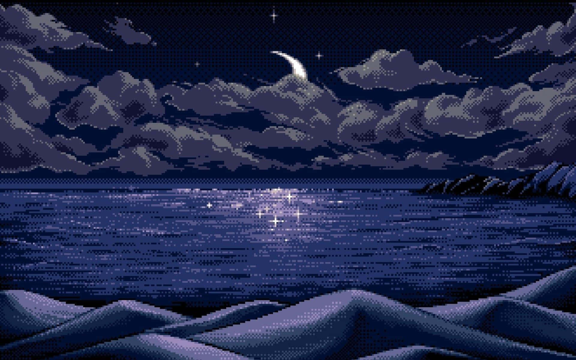 Disfrutadel Sol De Verano En La Deslumbrante Playa Pixel. Fondo de pantalla