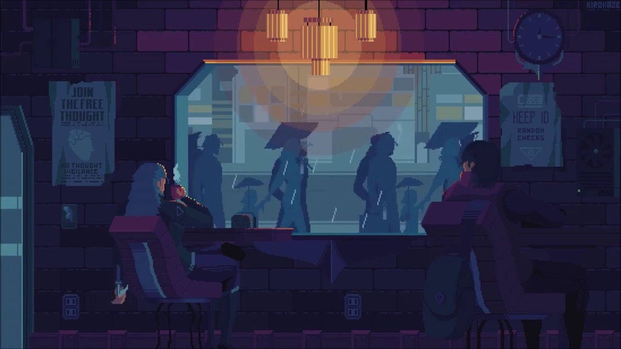 Pixel Cafe Rain Animated Wallpaper