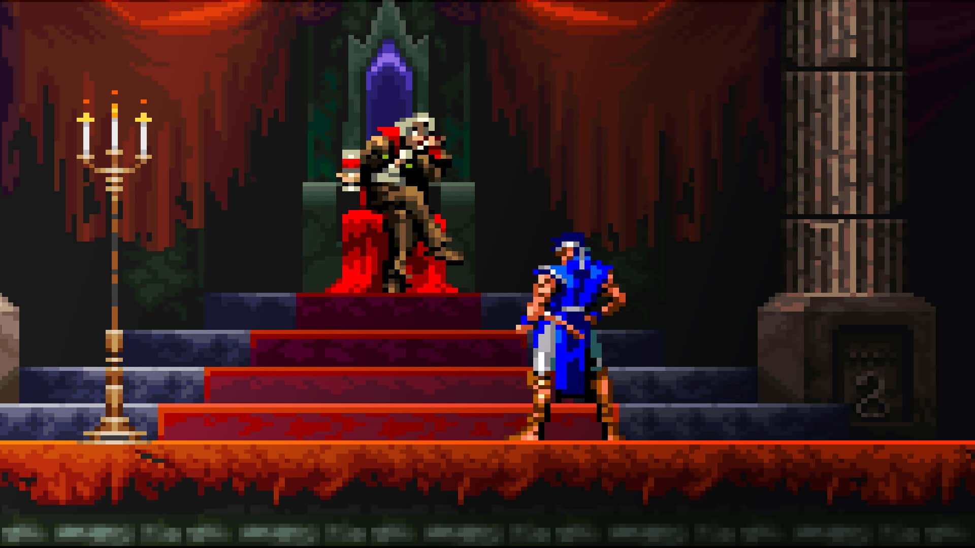 A Screenshot Of A Video Game With Two Characters On A Stage